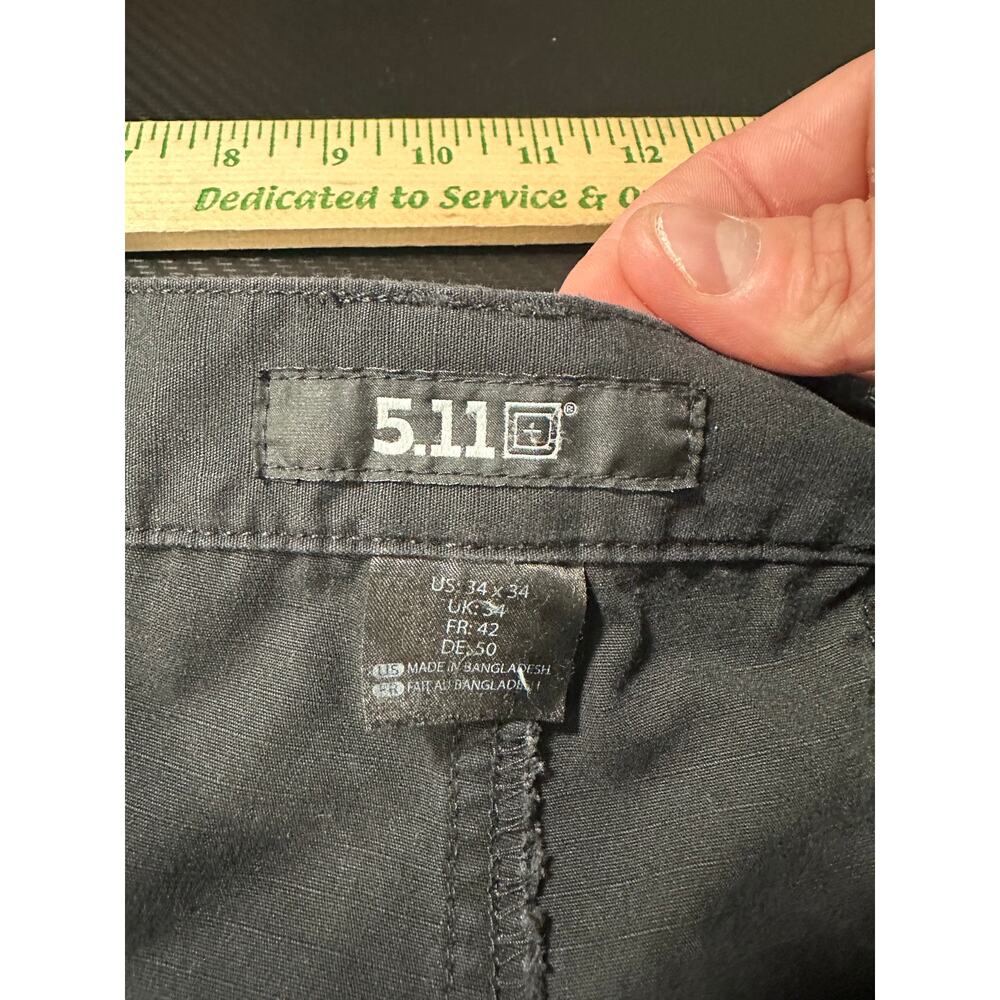 5.11 Tactical Taclite Pro Cargo Pants Black Ripstop Work Utility Size 34x31 - Picture 3 of 12